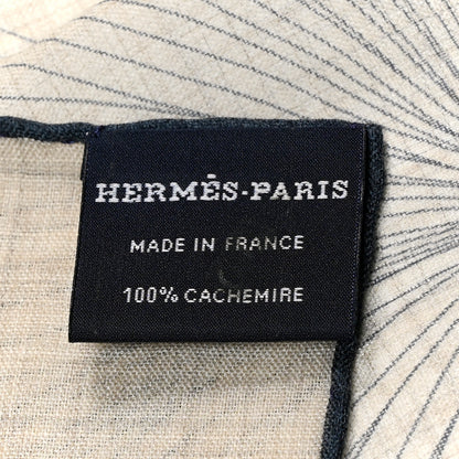 Hermes Cashmere Index Palmarum Finesse Scarf 90 White Bleu Kaki 3 of 6