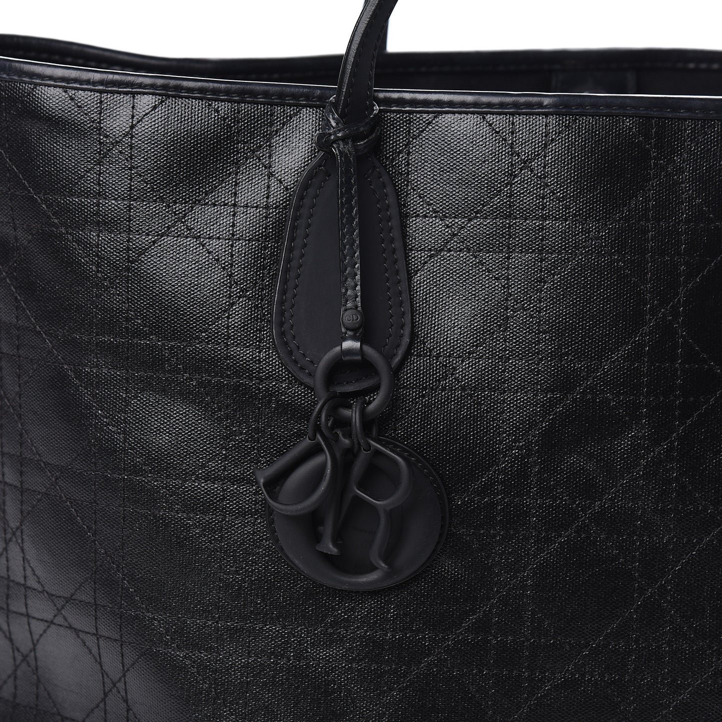 Coated Canvas Cannage Panarea Shopping Tote Black