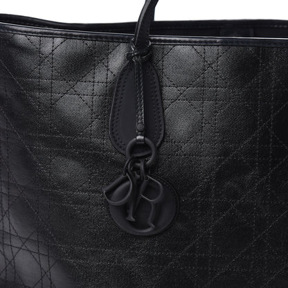 Christian Dior Coated Canvas Cannage Panarea Shopping Tote Black 13 of 18