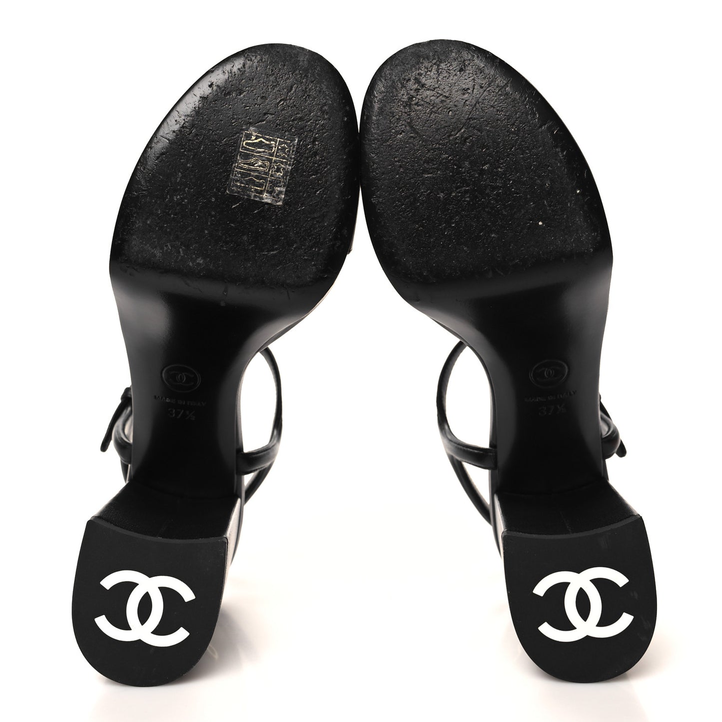 Lambskin Logo Platform Sandals 37.5 Black