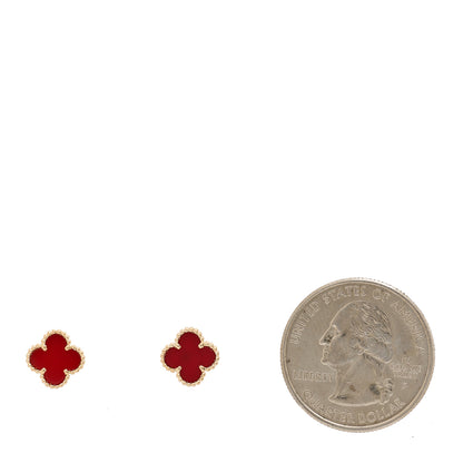 Van Cleef & Arpels 18K Rose Gold Carnelian Sweet Alhambra Earrings 2 of 4