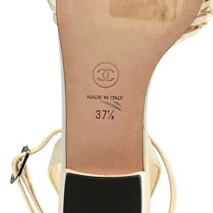 Chanel Lambskin Grosgrain Pearl Slingbacks 37.5 Ivory Black 6 of 12