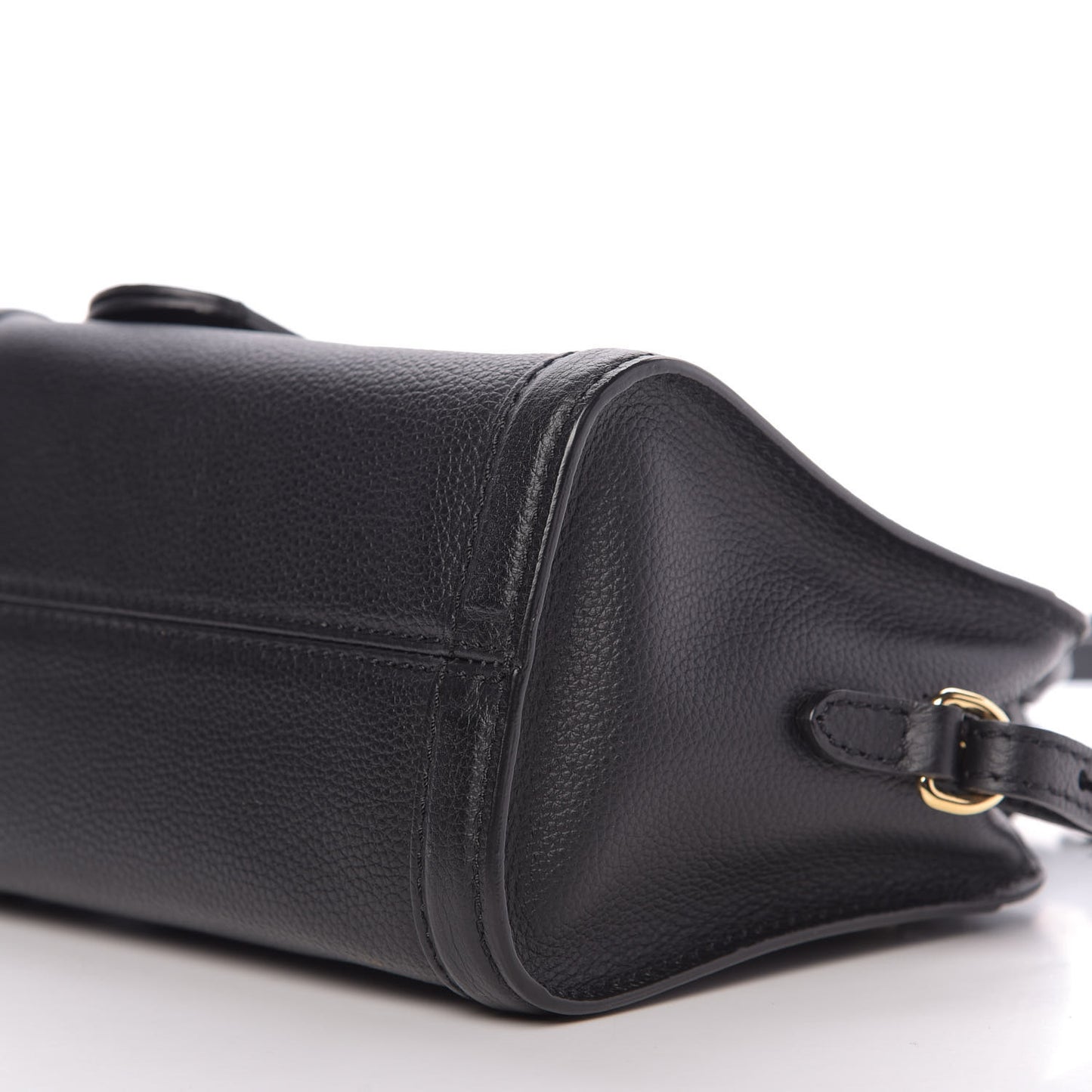 Pebbled Calfskin Mini Padlock Tote Black
