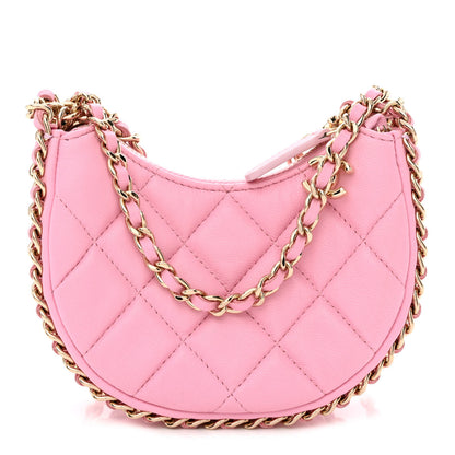Chanel Lambskin Quilted Mini Chain Around Hobo Pink 1 of 11