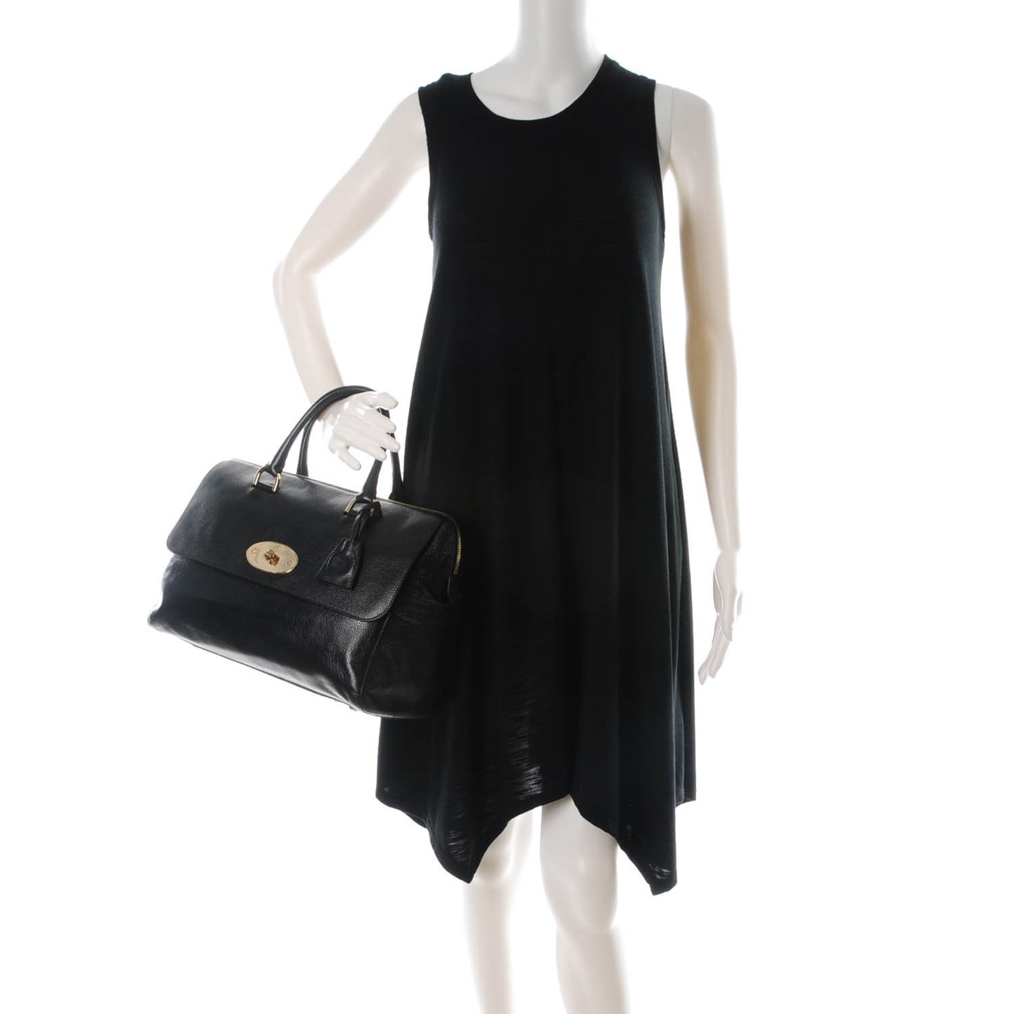 Glossy Goatskin Medium Del Rey Satchel Black