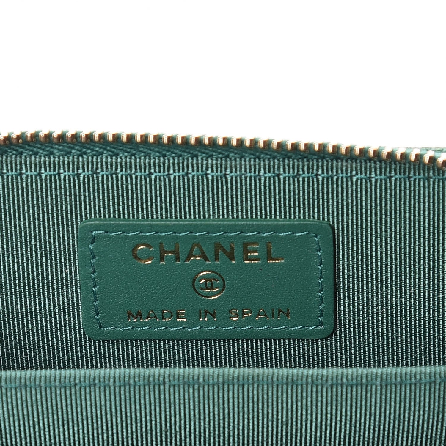 Chanel Metallic Caviar Quilted Zip Coin Purse Green 6 of 10