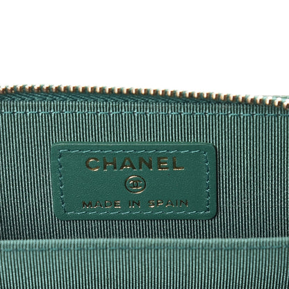Chanel Metallic Caviar Quilted Zip Coin Purse Green 6 of 10