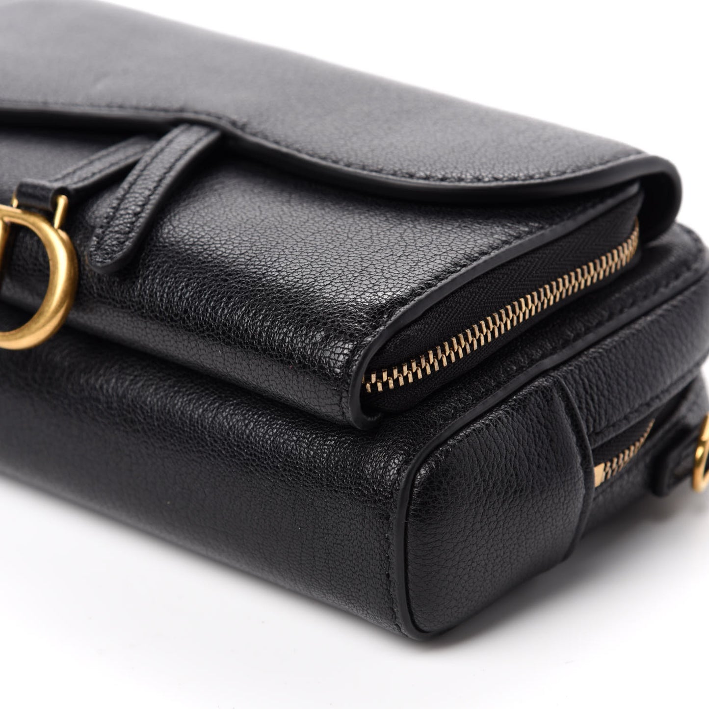 Goatskin Double Saddle Pouch Black
