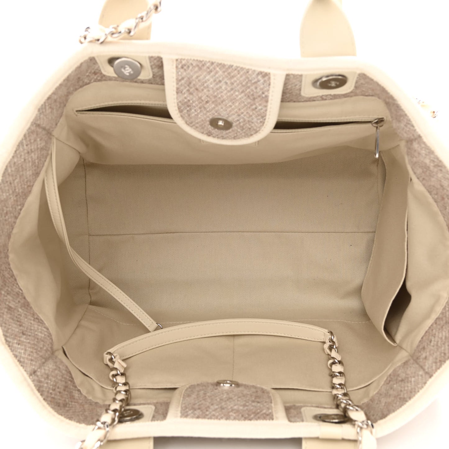 Mixed Fibers Calfskin Medium Deauville Tote Light Grey