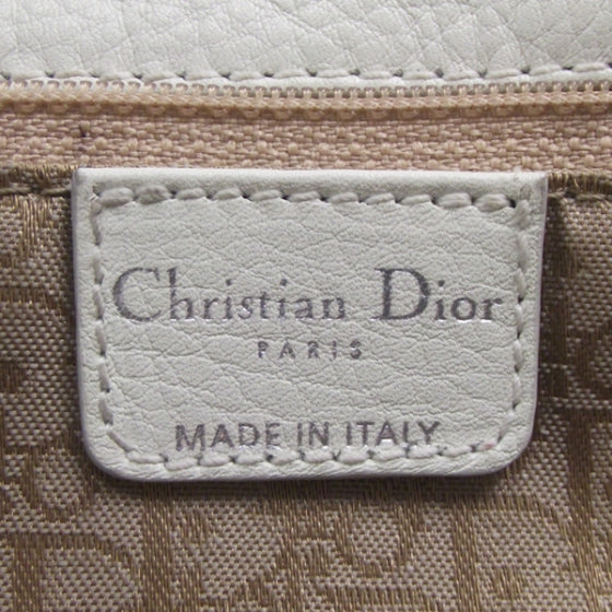 Leather Stitched Shopping Tote White