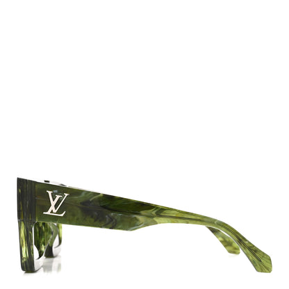 Louis Vuitton Acetate Marble Effect Swarovski Cyclone Sunglasses Z1552W Green 3 of 7