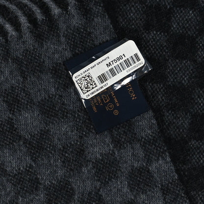 Louis Vuitton Wool Alpaca Damier Graphite Map Scarf Black 3 of 3