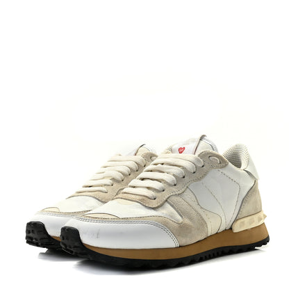 Valentino Garavani Nappa Suede Camouflage L'amour Womens Rockrunner Sneakers 35.5 Ivory 3 of 15