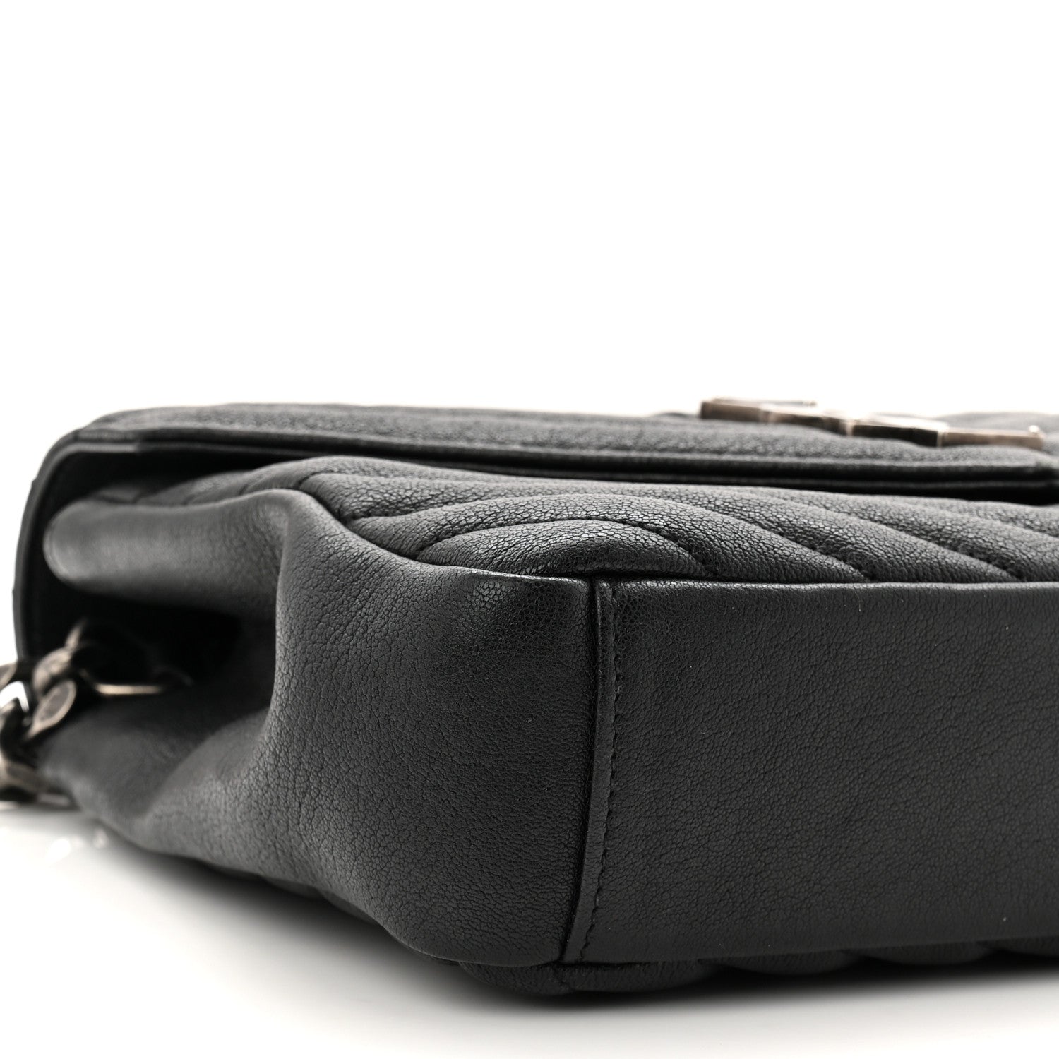 Saint Laurent Sheepskin Matelasse Chevron Monogram Medium College Bag Black 15 of 20