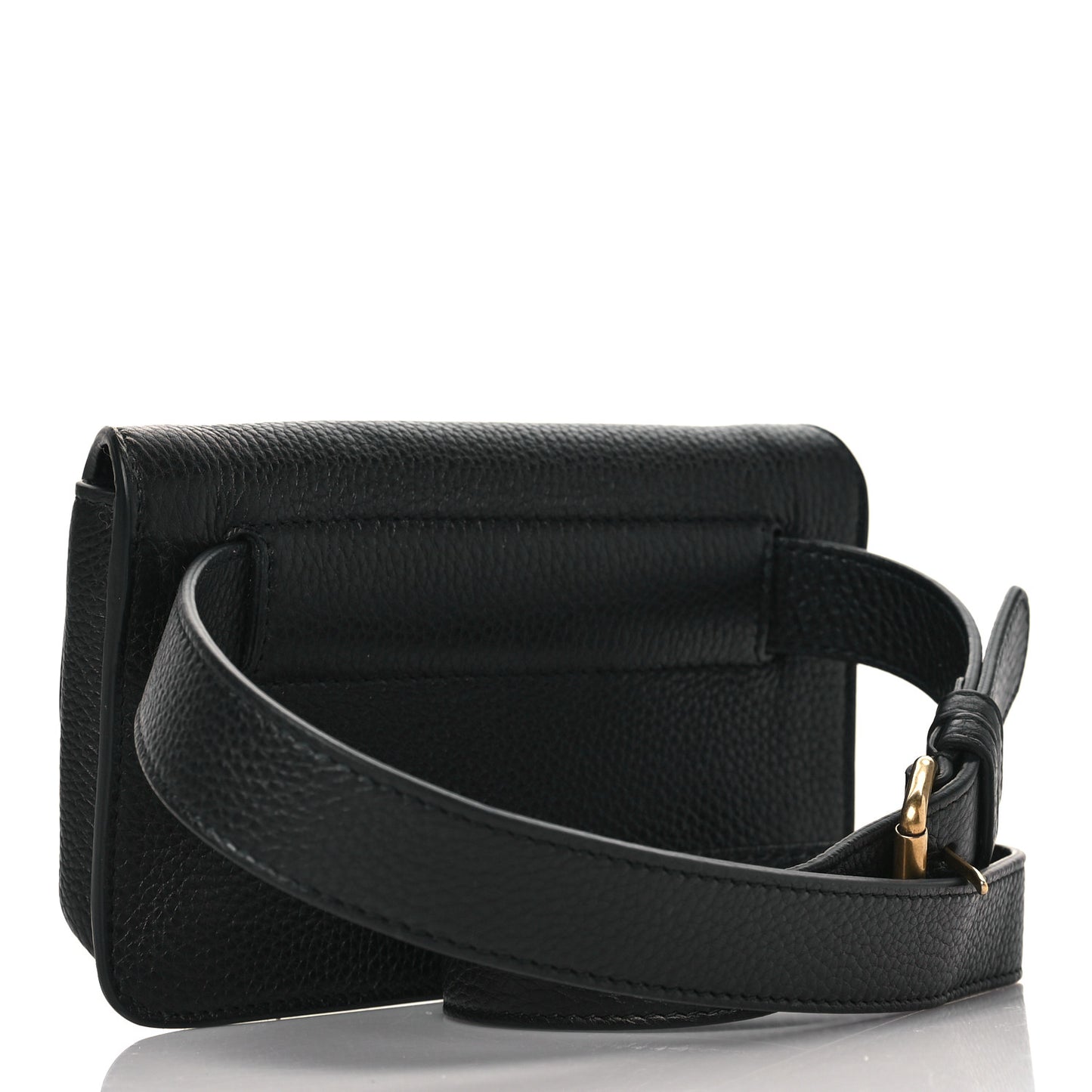 Pebbled Calfskin Soho Flap Belt Bag Black
