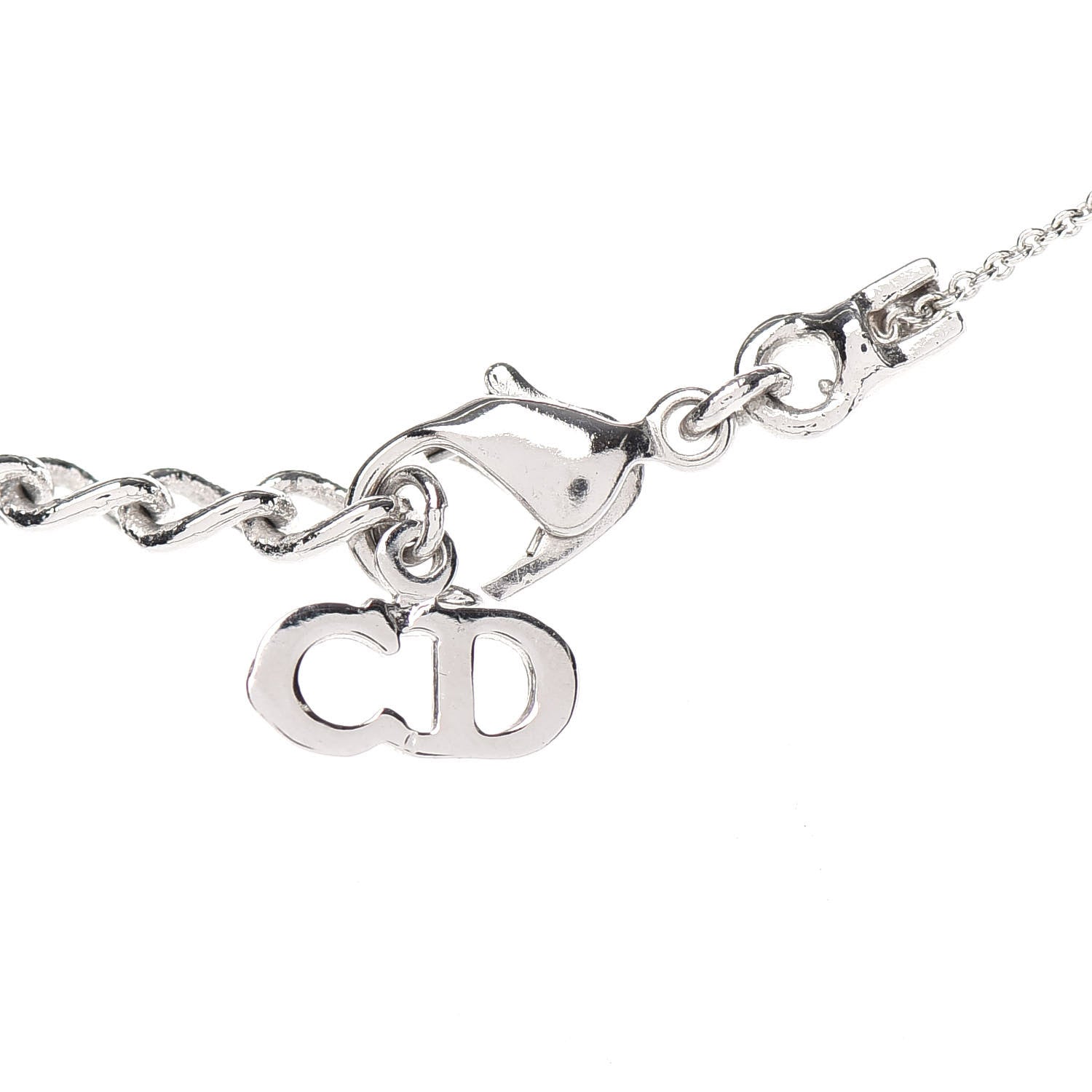 Christian Dior Metal Logo Necklace Silver 5 of 5