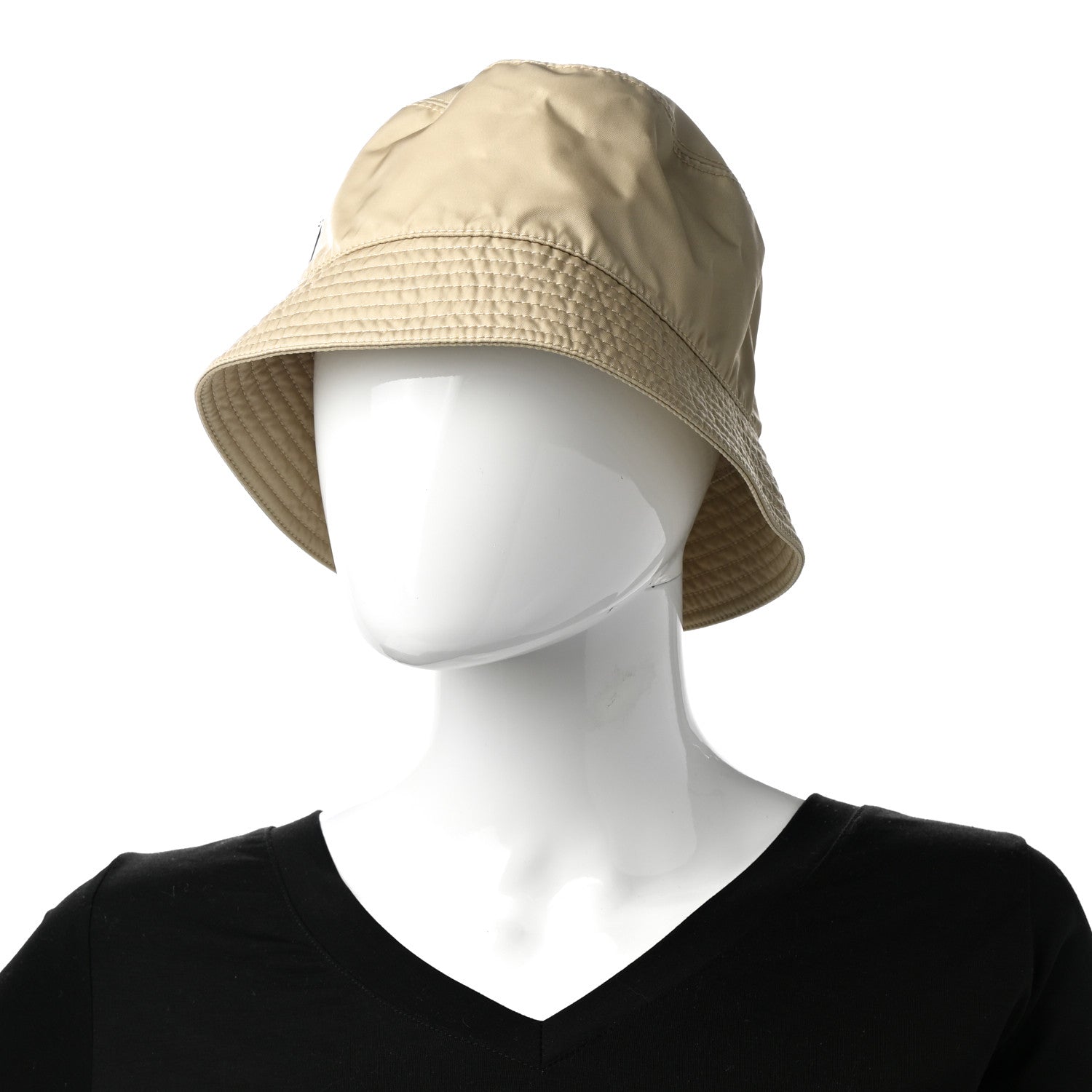 Prada Re-Nylon Metal Triangle Logo Womens Bucket Hat M Deserto 2 of 8