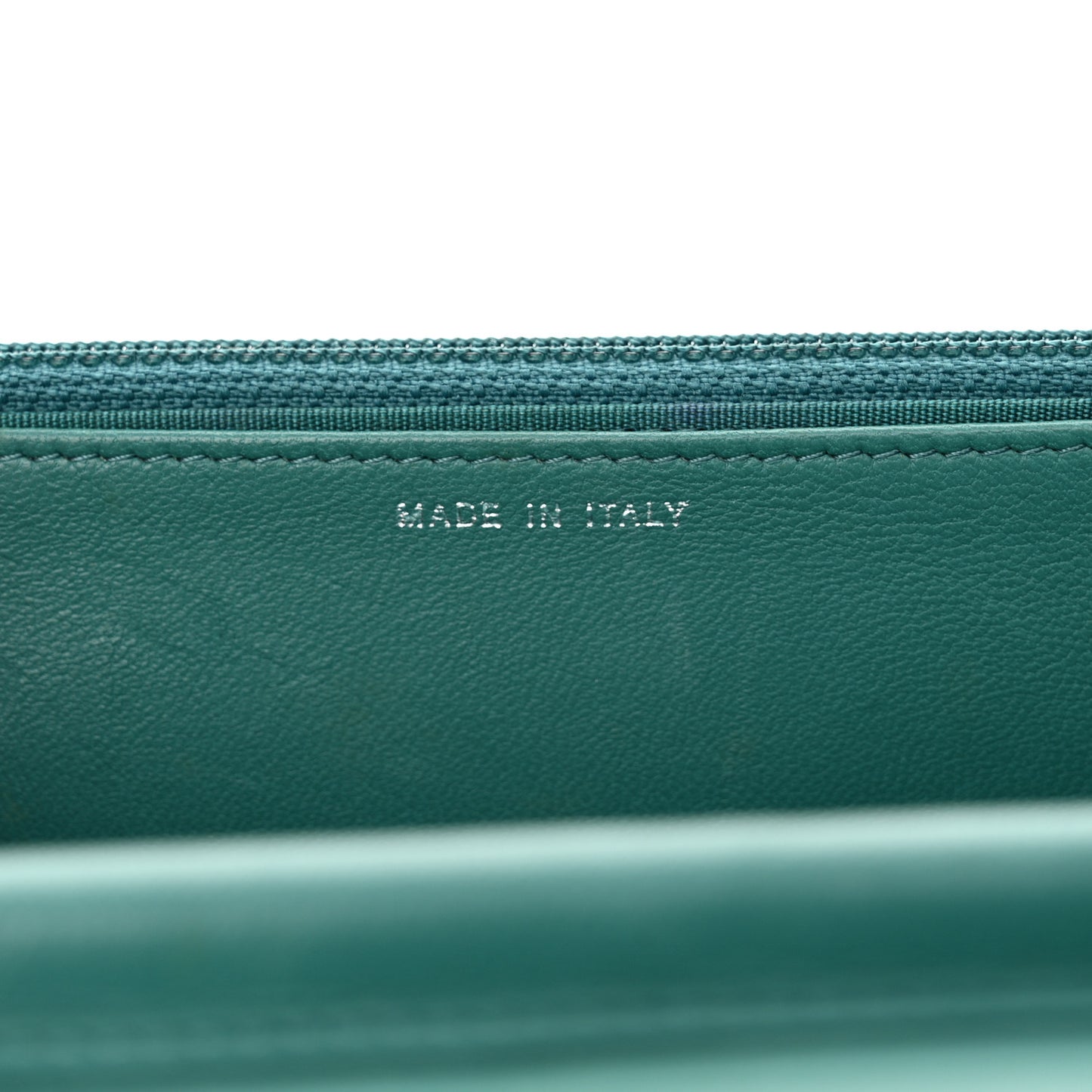 Calfskin Diamond Stitch Wallet On Chain WOC Turquoise