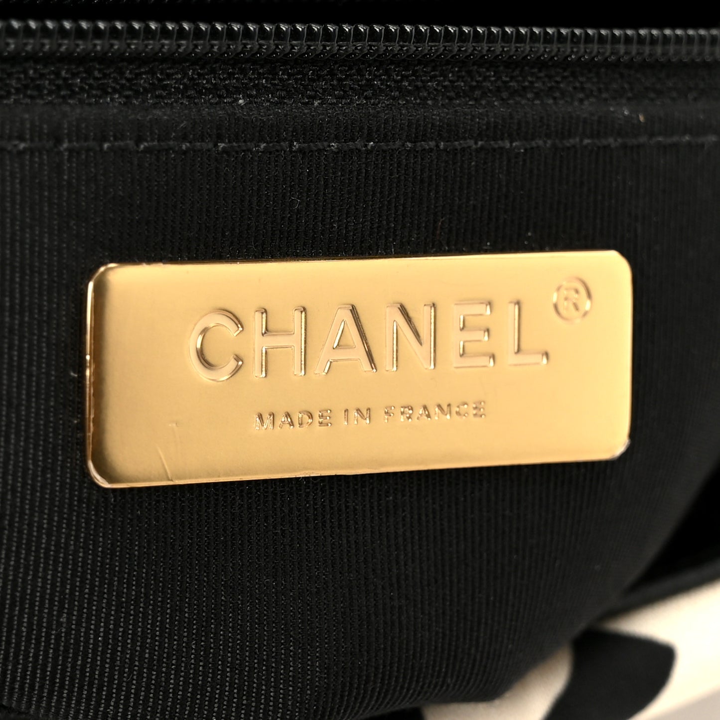 Fabric Printed Large Chanel 19 Flap Black Ecru