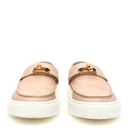 Hermes Calfskin Game Slip On Sneakers 37.5 Beige Nude 3 of 9