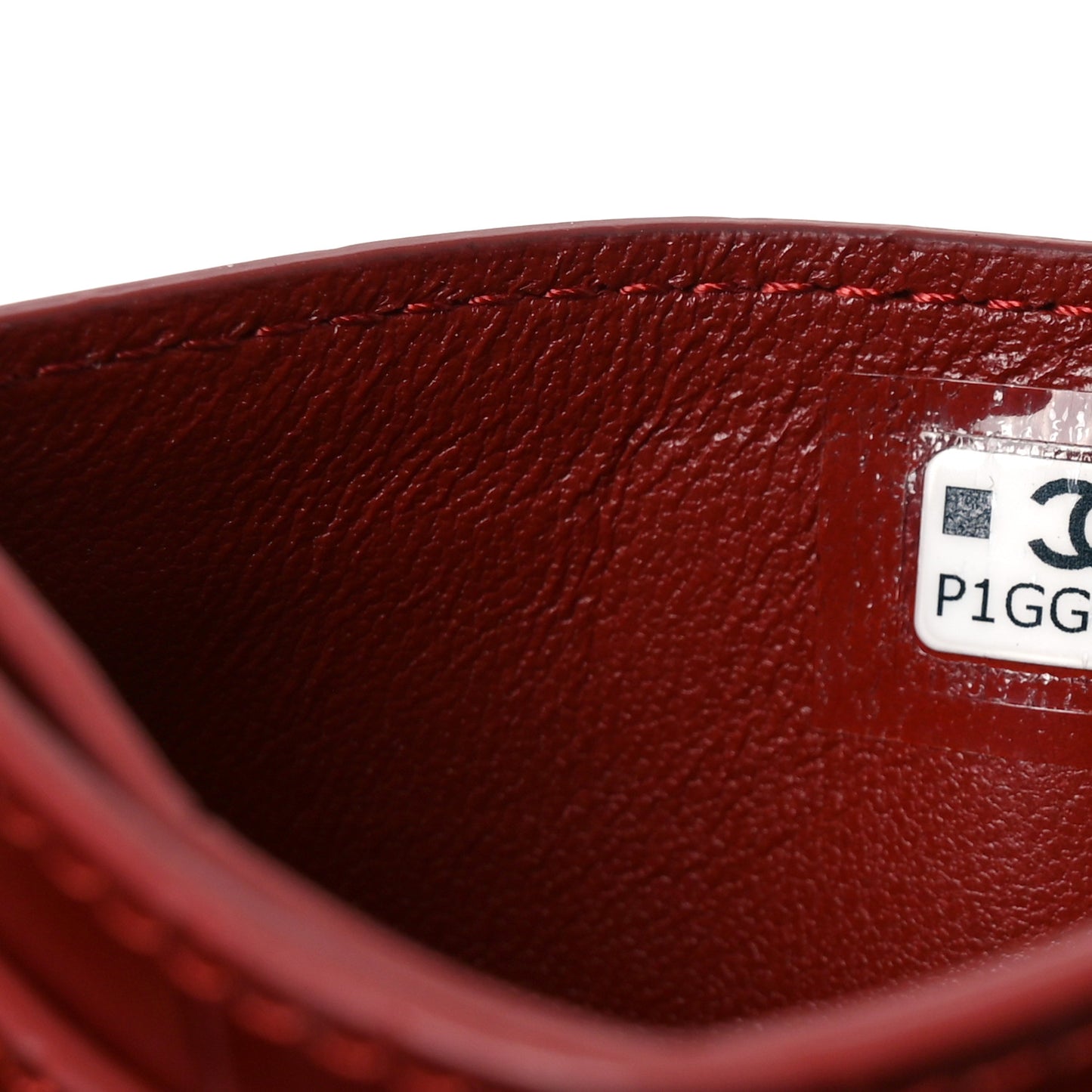 Calfskin Crocodile Embossed Crococo Card Holder Burgundy