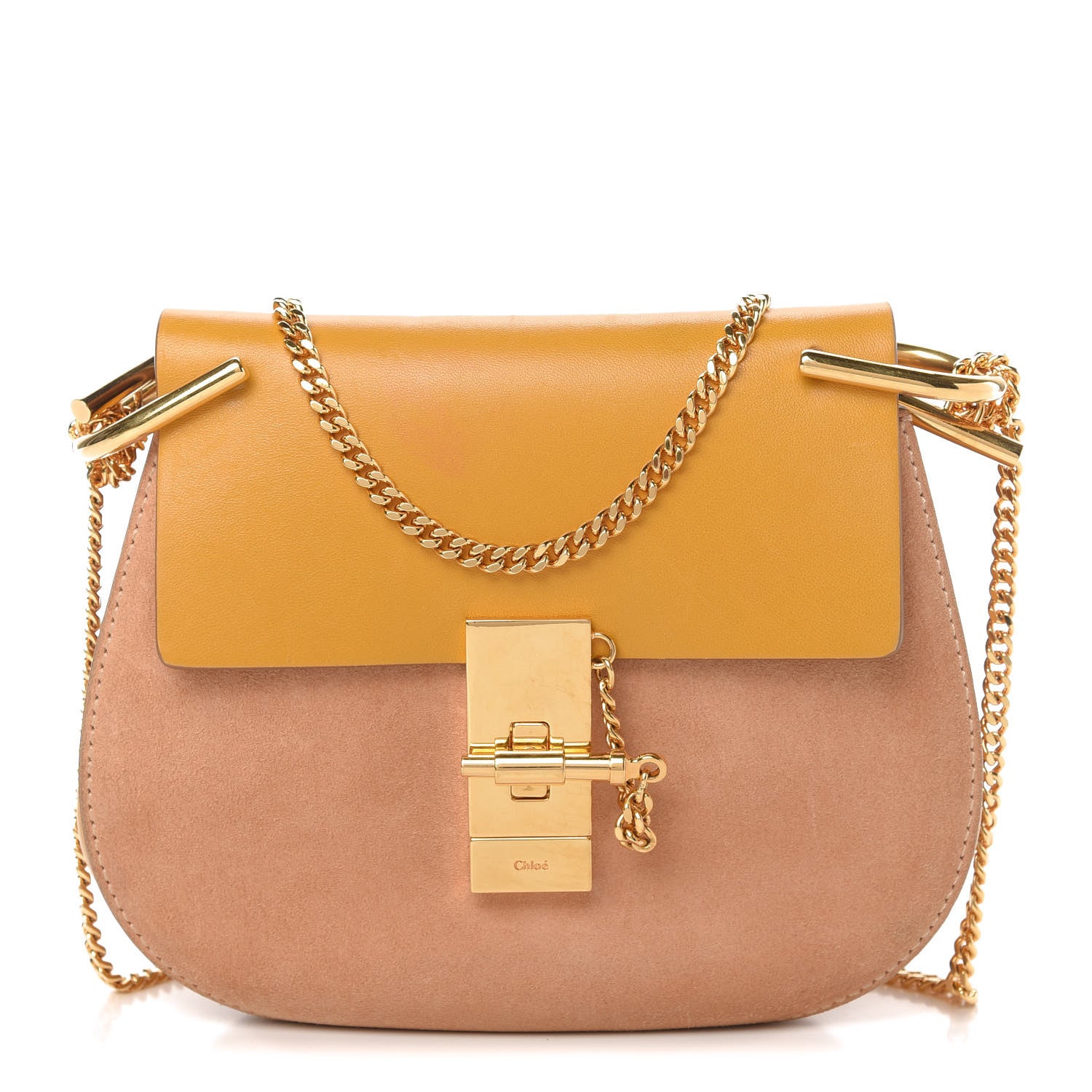 Chloe Suede Smooth Calfskin Mini Drew Shoulder Bag Wet Sunflower 1 of 9