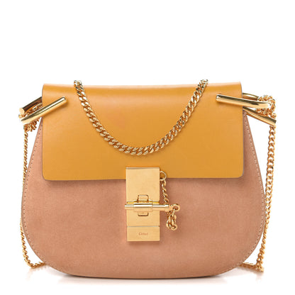 Chloe Suede Smooth Calfskin Mini Drew Shoulder Bag Wet Sunflower 1 of 9