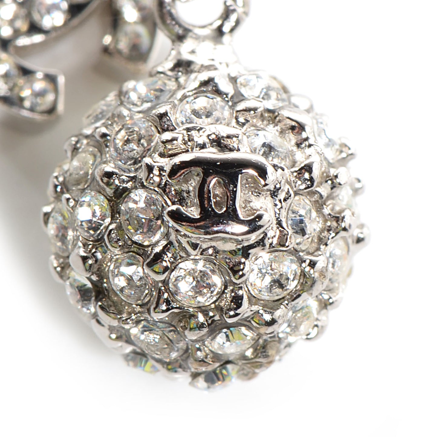 Crystal Ball CC Necklace Silver