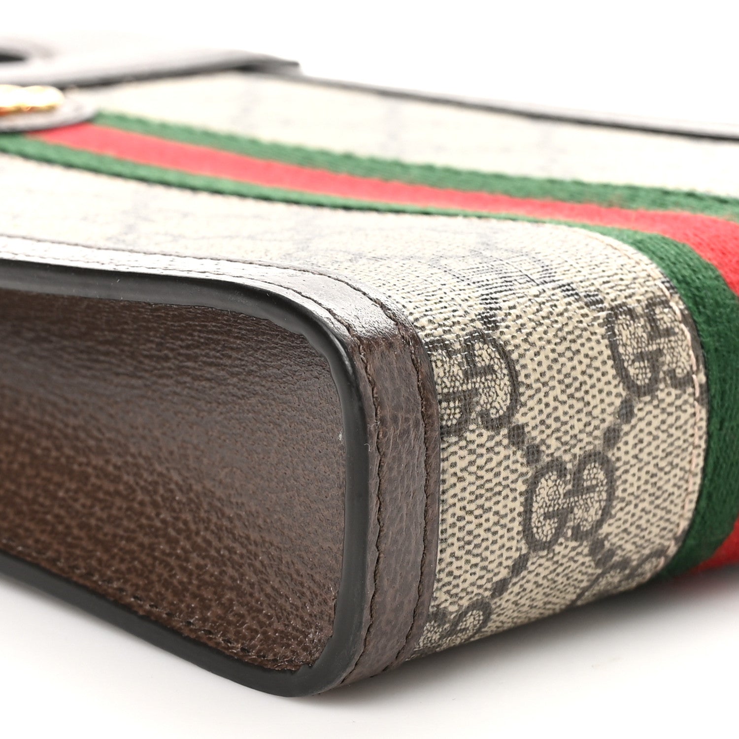 Gucci GG Supreme Monogram Textured Dollar Calfskin Web Mini Ophidia Top Slip Handle Crossbody Bag Beige Ebony New Acero 8 of 10