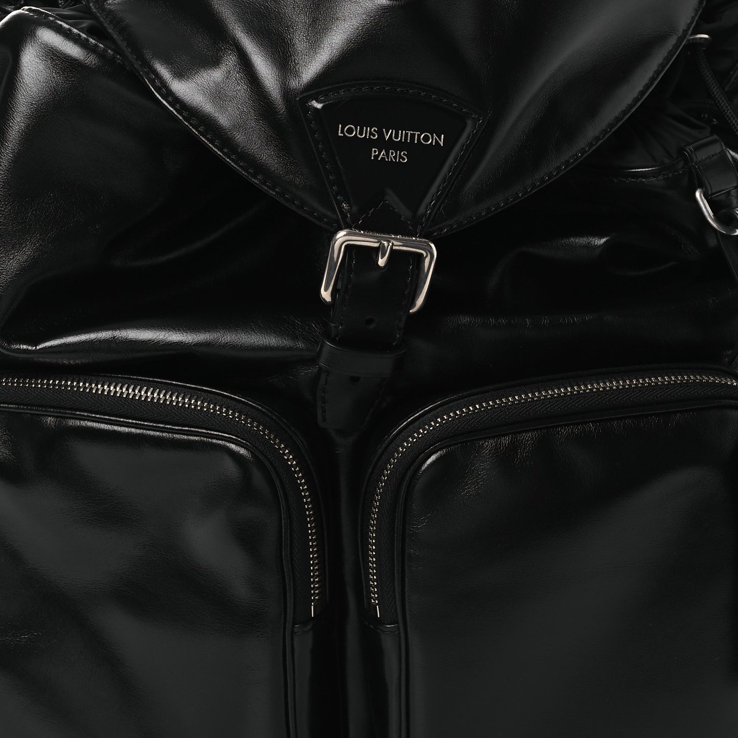Shiny Calfskin Montsouris Cargo Backpack Black