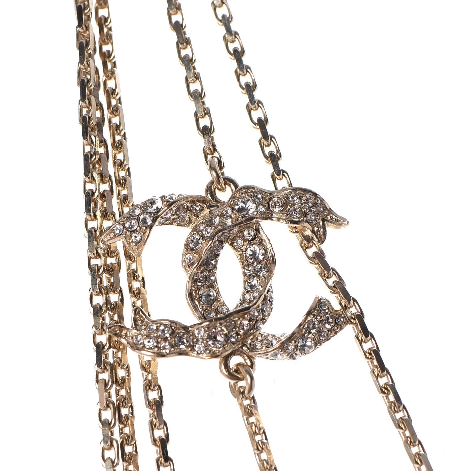 Chanel Crystal Pearl Chain CC Arrow Multi Strand Necklace Gold 4 of 7
