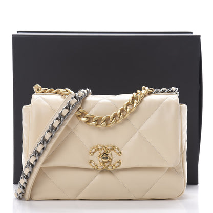 Chanel Goatskin Quilted Medium 19 Flap Beige 11 of 11