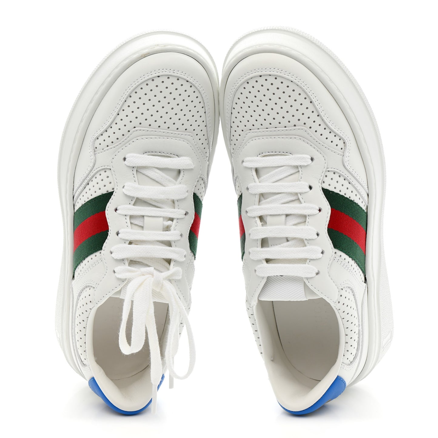 Calfskin Web Perforated Womens Platform 55mm Sneakers 36 White Bright Splash