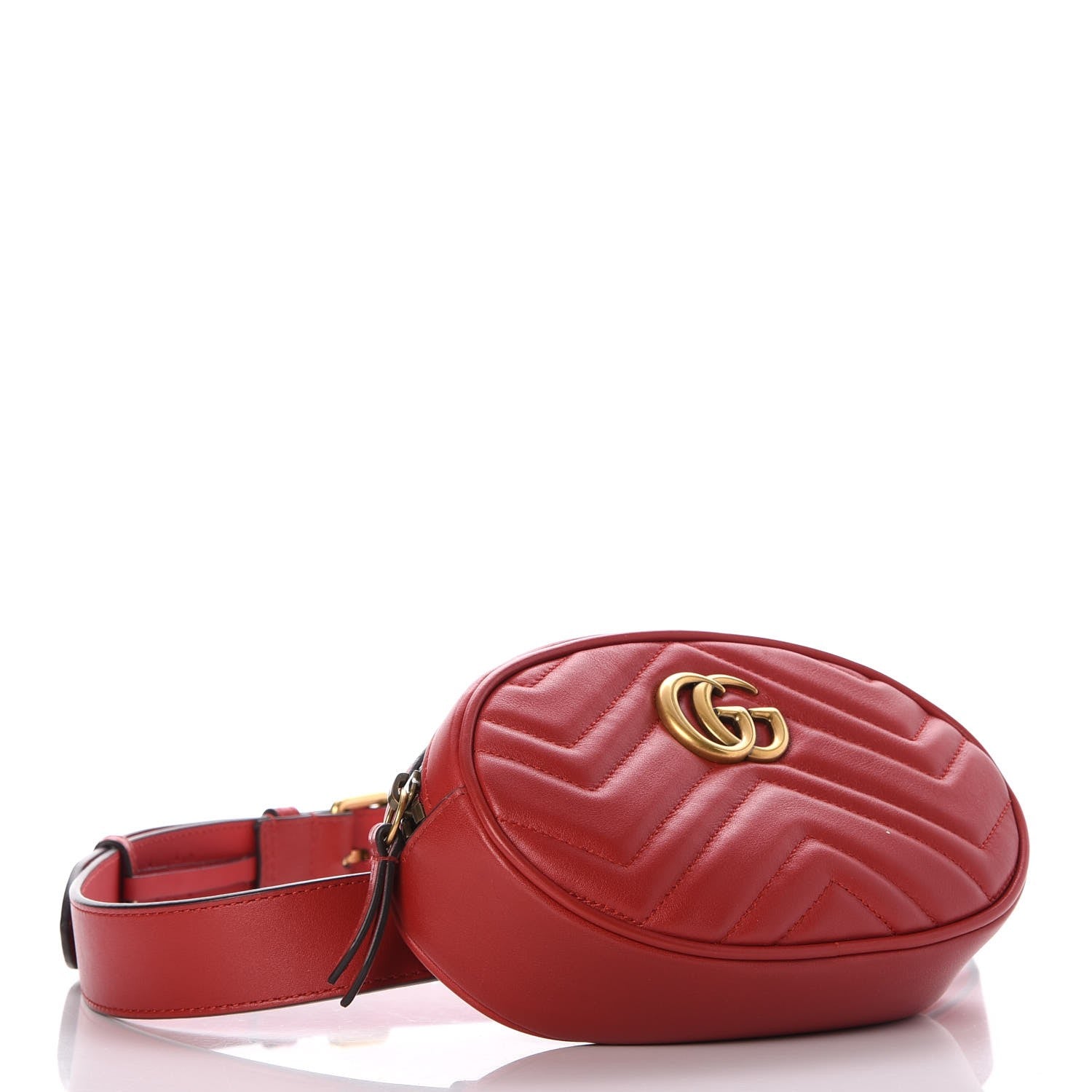 Gucci Calfskin Matelasse GG Marmont Belt Bag 85 34 Hibiscus Red 4 of 7