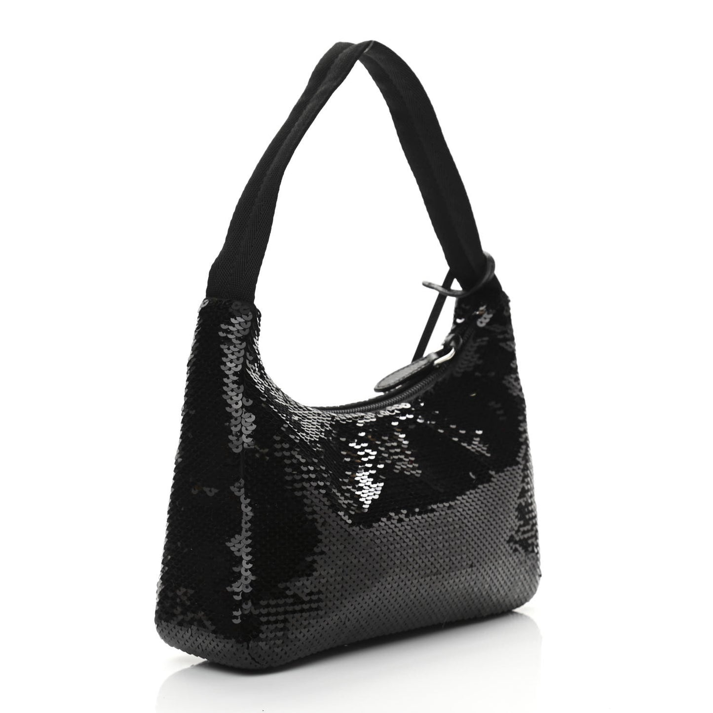 Paillettes Sequin Mini Re-Edition 2000 Bag Black White