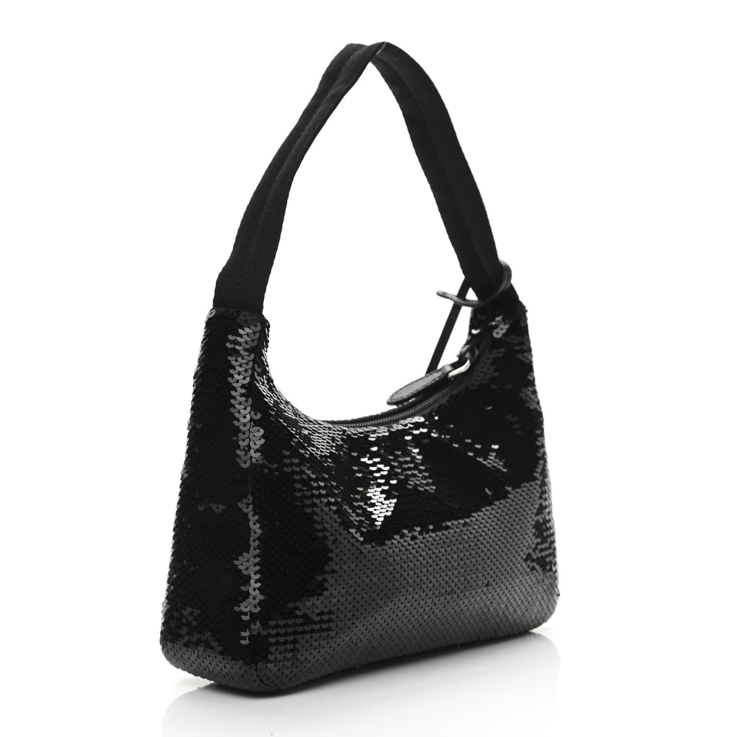 Prada Paillettes Sequin Mini Re-Edition 2000 Bag Black White 3 of 11