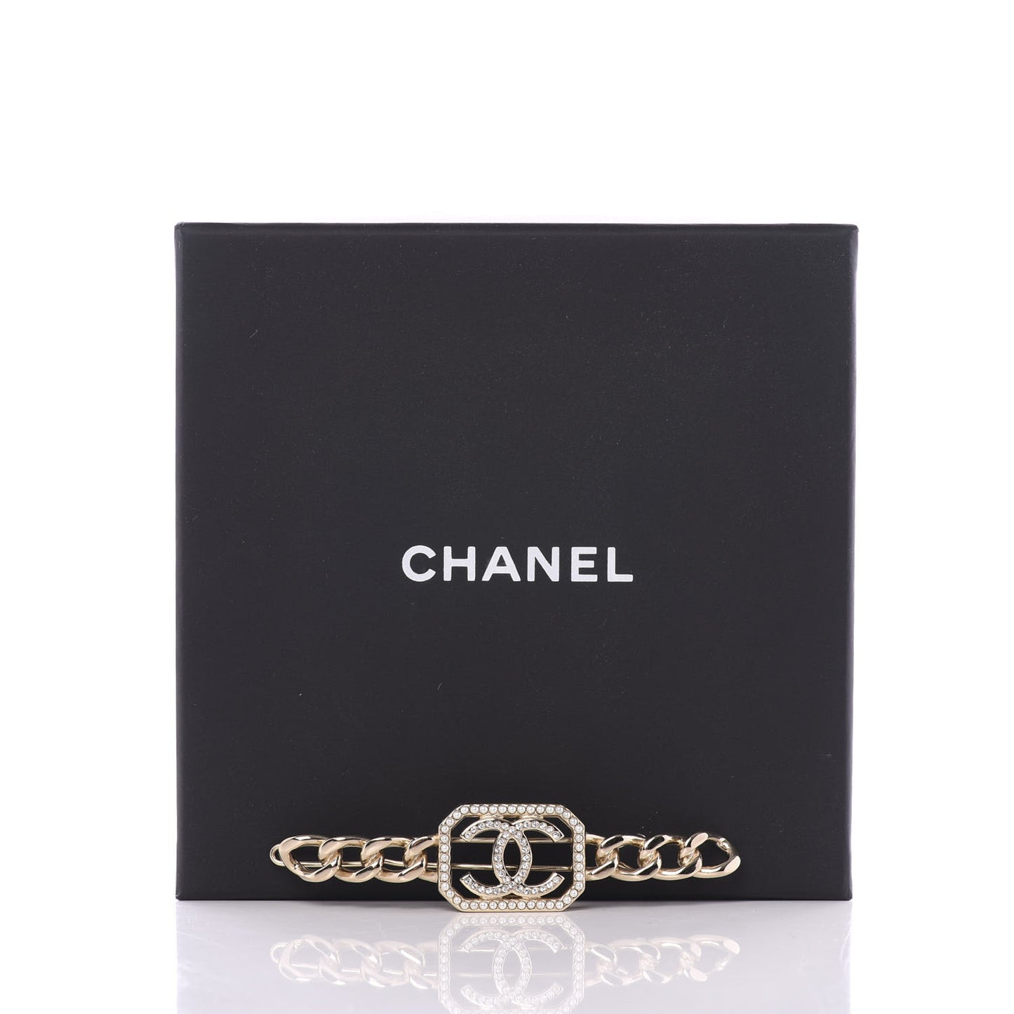 Crystal Chain CC Vendome Hair Clip Barrette Gold