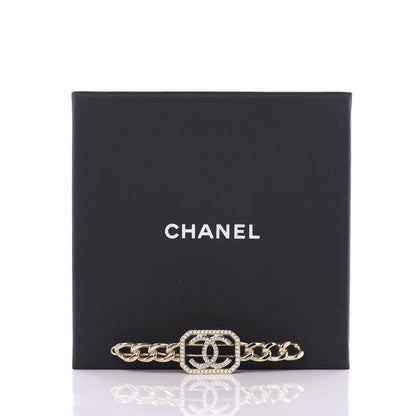 Chanel Crystal Chain CC Vendome Hair Clip Barrette Gold 4 of 4