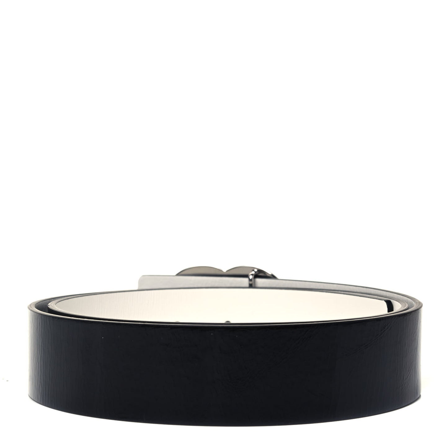 Patent Calfskin CC Reversible Belt 95 Black White
