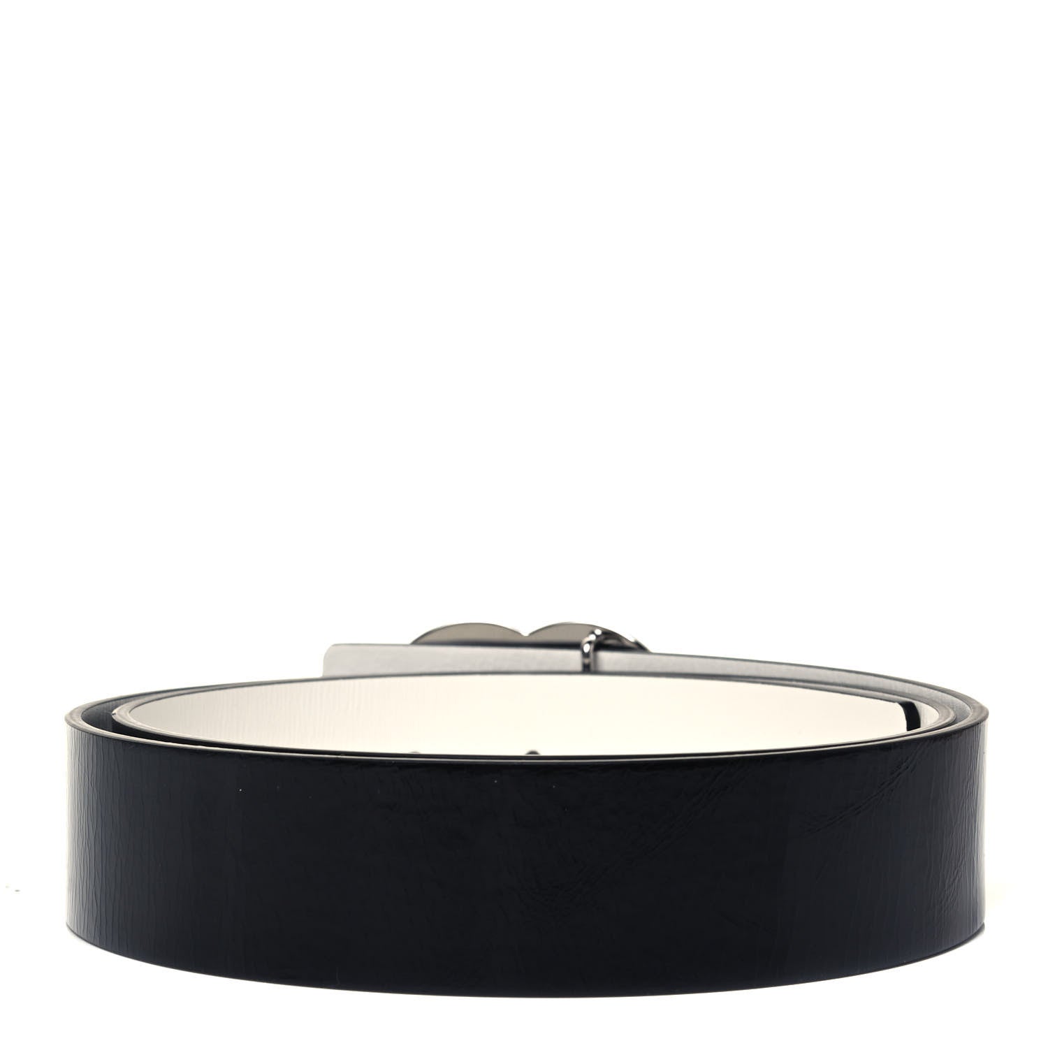 Chanel Patent Calfskin CC Reversible Belt 95 Black White 3 of 6