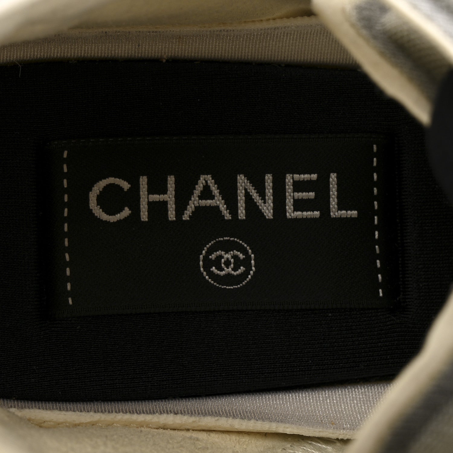 Chanel Calfskin Mesh Lycra Womens Logo Sneakers 39 White Grey 7 of 9