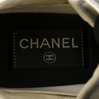 Chanel Calfskin Mesh Lycra Womens Logo Sneakers 39 White Grey 7 of 9