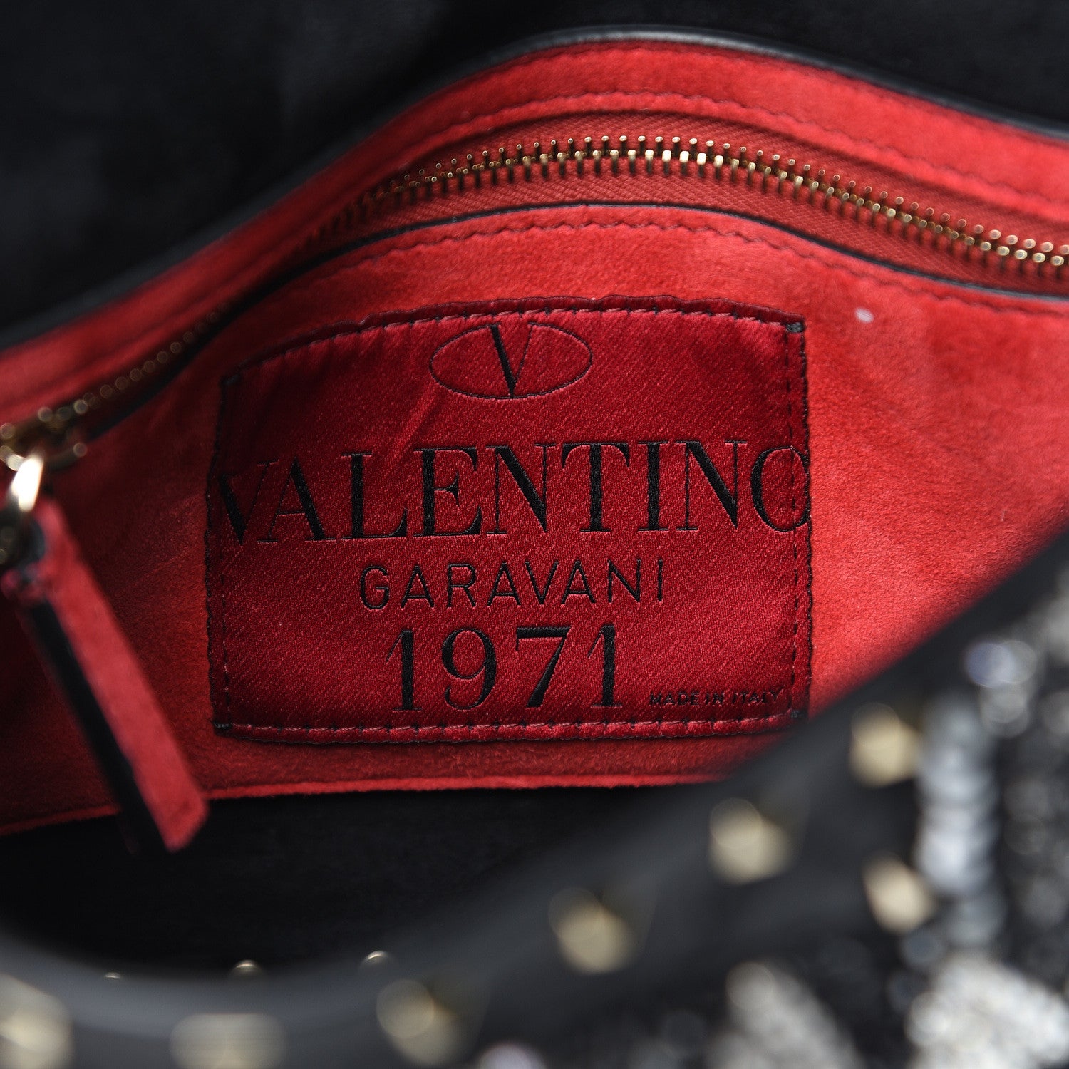 Valentino Garavani Lambskin Sequin Snake Medium Rockstud Spike Shoulder Bag Black 6 of 14