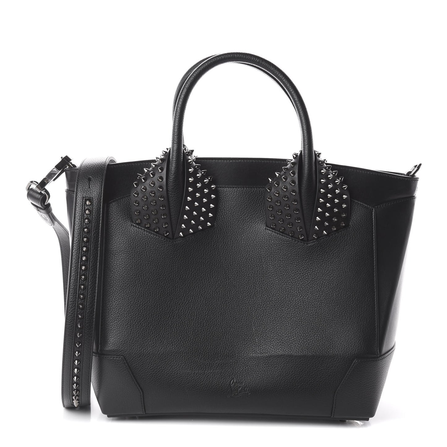 Grained Calfskin Studded Large Eloise Satchel Black
