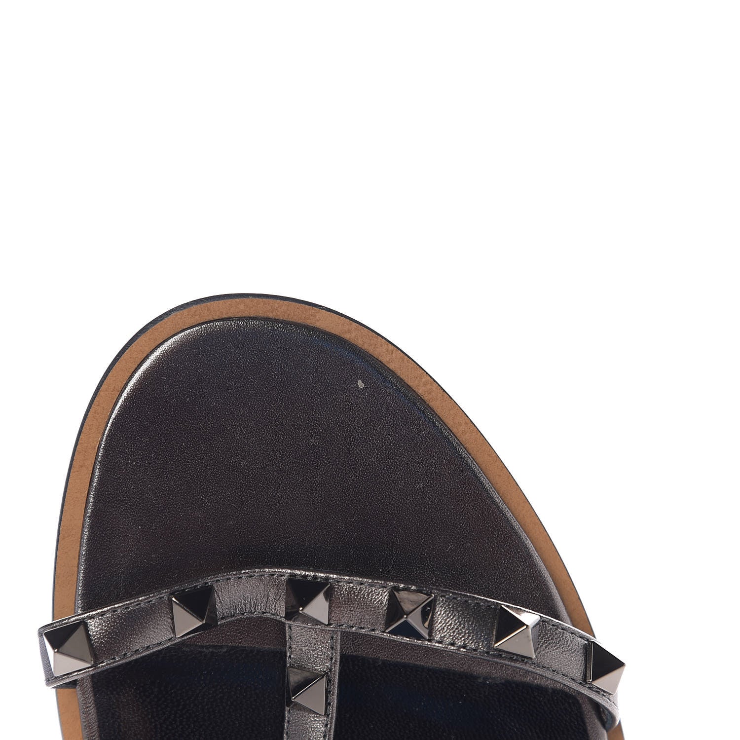 Valentino Garavani Metallic Nappa Rockstud T-Strap Slingback Flat Sandals 40.5 Rutenio 9 of 9