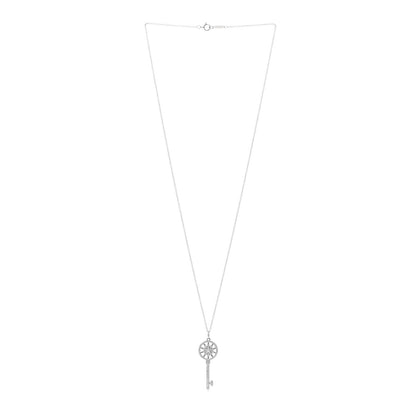 Tiffany Platinum 18K White Gold Diamond Star Key Pendant Necklace 3 of 5