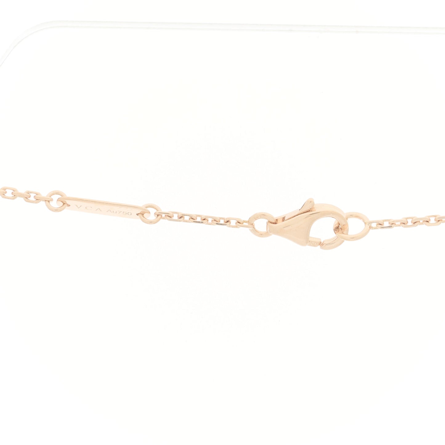 18K Rose Gold Diamond Grey Mother of Pearl Vintage Alhambra Pendant Necklace