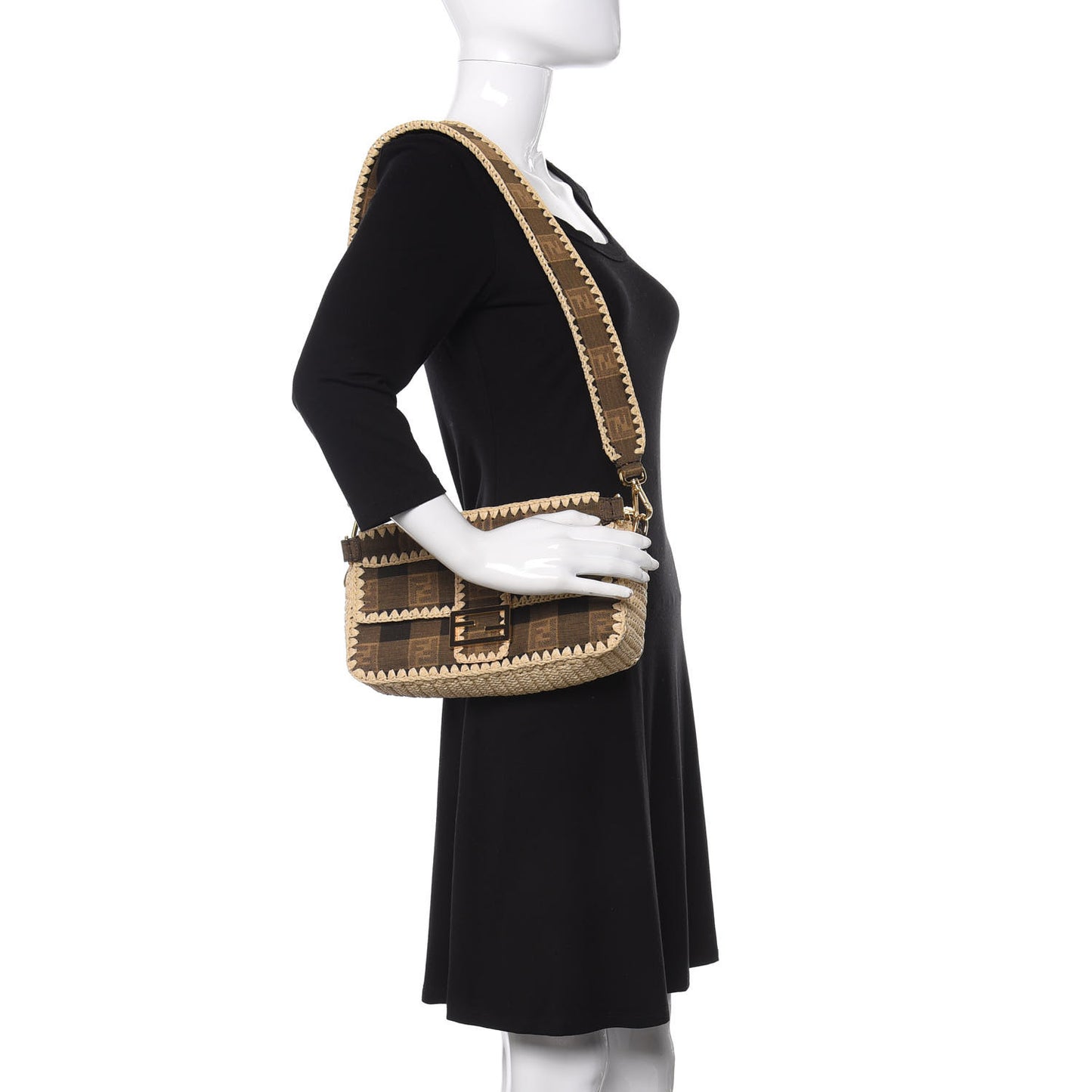 Fabric Jacquard Raffia Straw Pequin Gingham Woven Baguette Beige Black Natural
