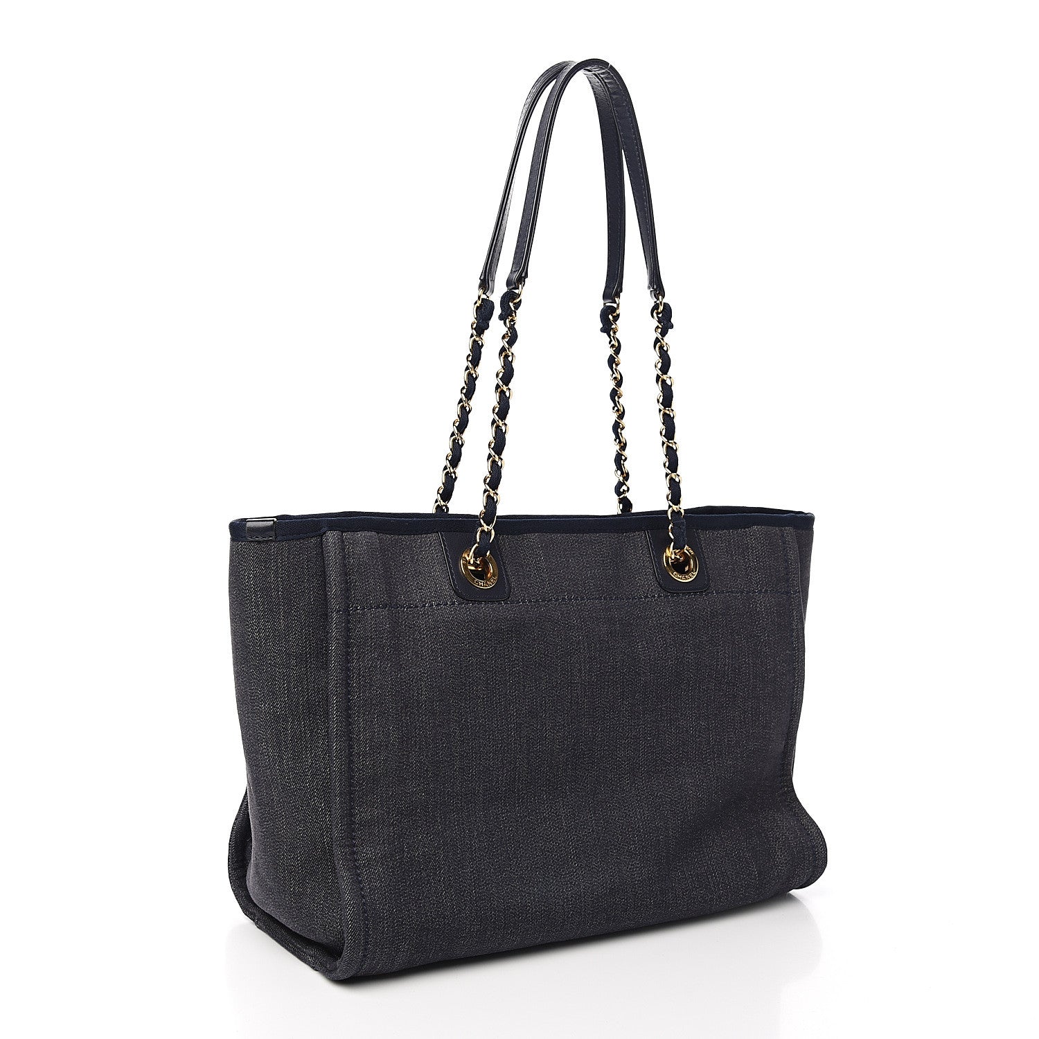 Chanel Denim Small Deauville Tote Dark Blue 2 of 9