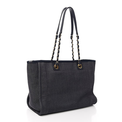 Chanel Denim Small Deauville Tote Dark Blue 2 of 9